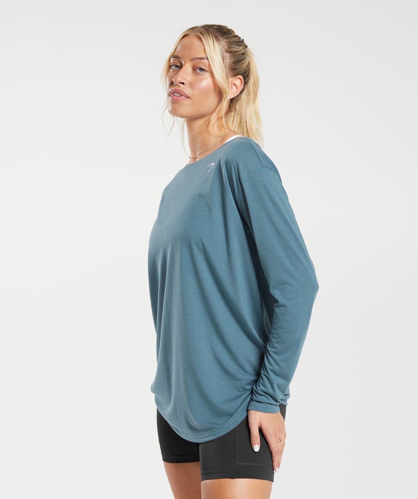 Gymshark Super Soft Cut-Out Long Sleeve Top - Denim Teal