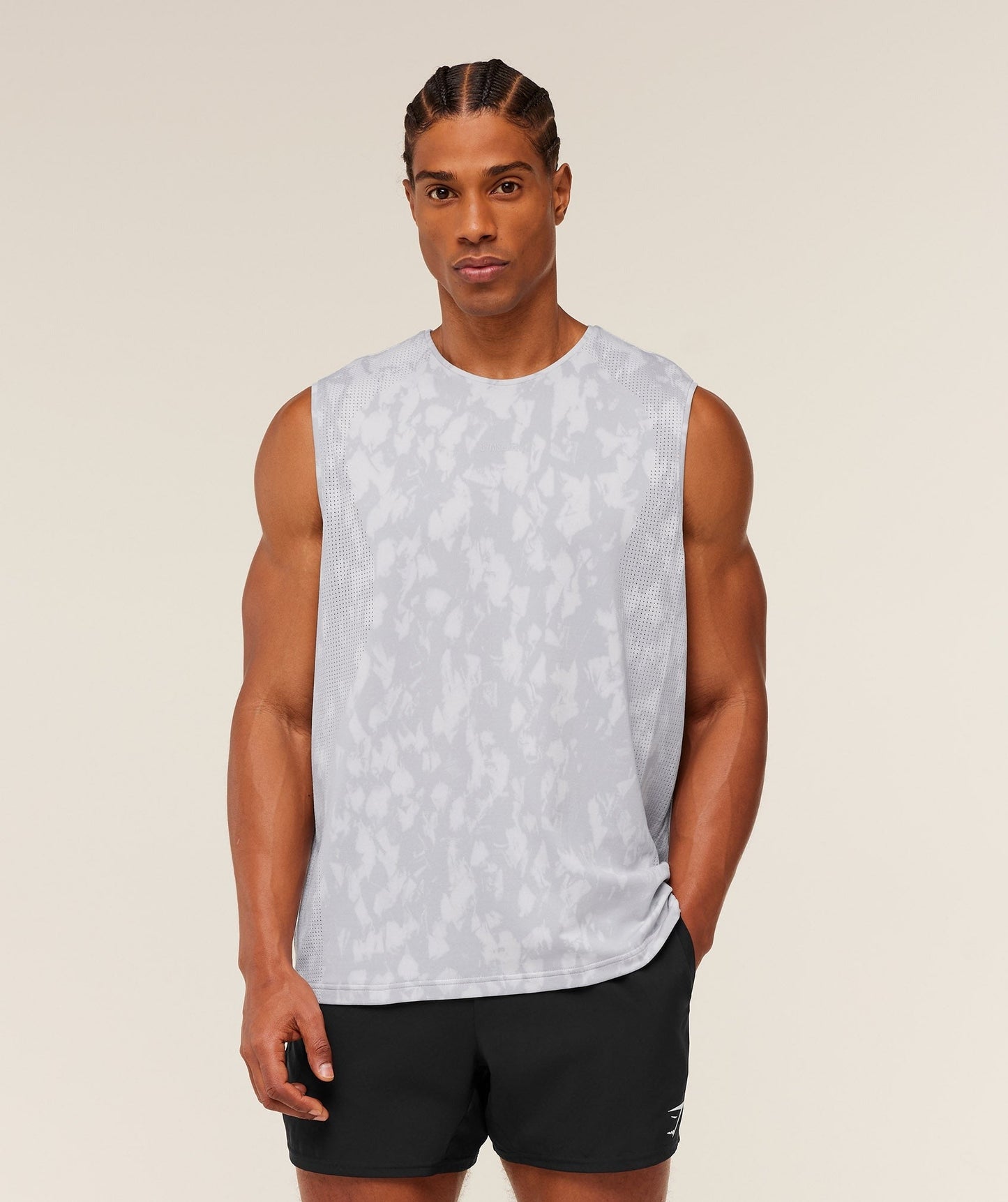 Gymshark Distance Seamless Tank - Light Grey / Light Grey / ACID WASH
