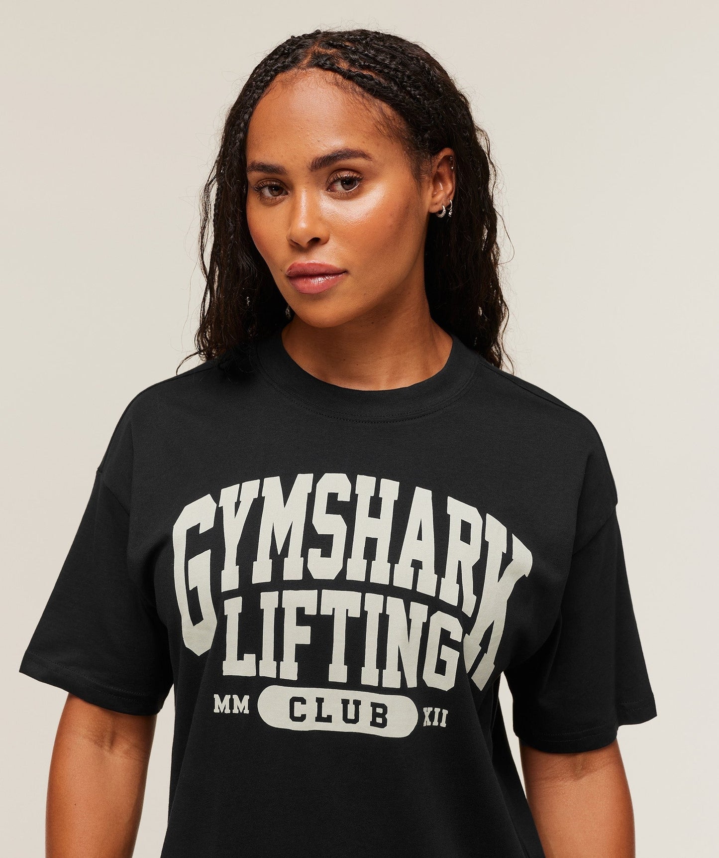 Gymshark Lifting Club Graphic Oversized T-Shirt - Black/Soft White