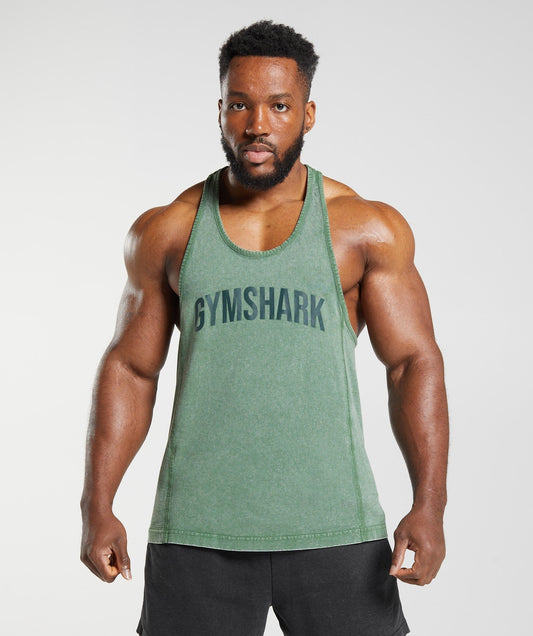 Gymshark Power Washed Stringer - Iguana Green