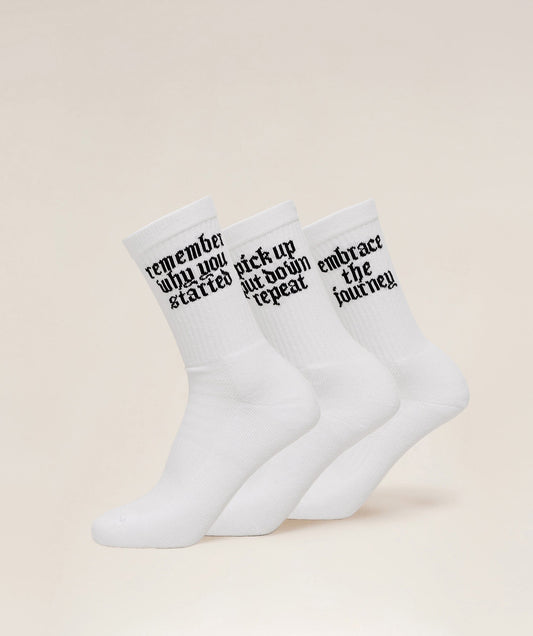 Gymshark Motivate Graphic Crew Sock 3pk - White