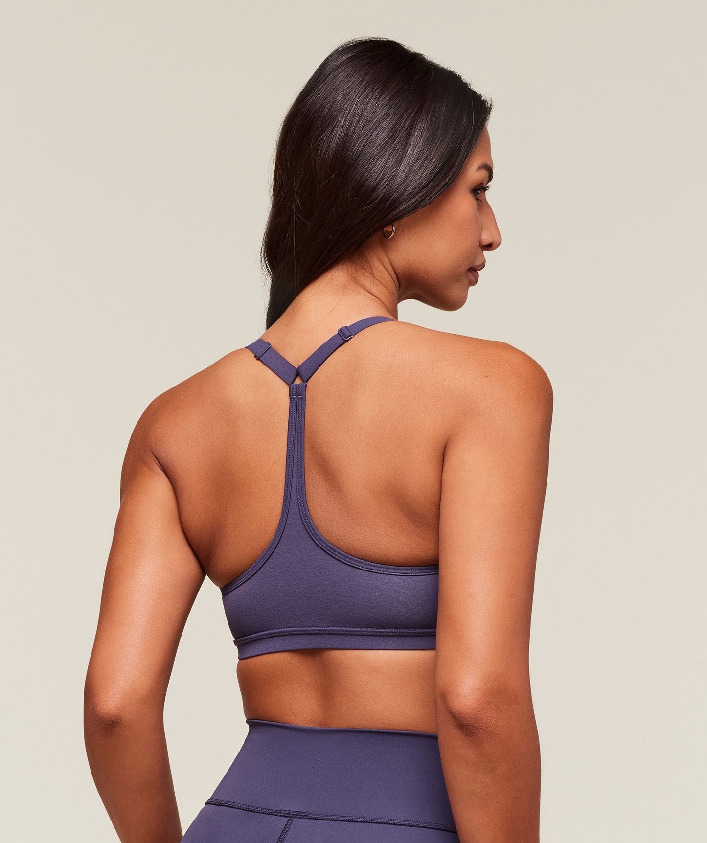 Gymshark Cotton Blend Racerback Sports Bra - Weighted Purple