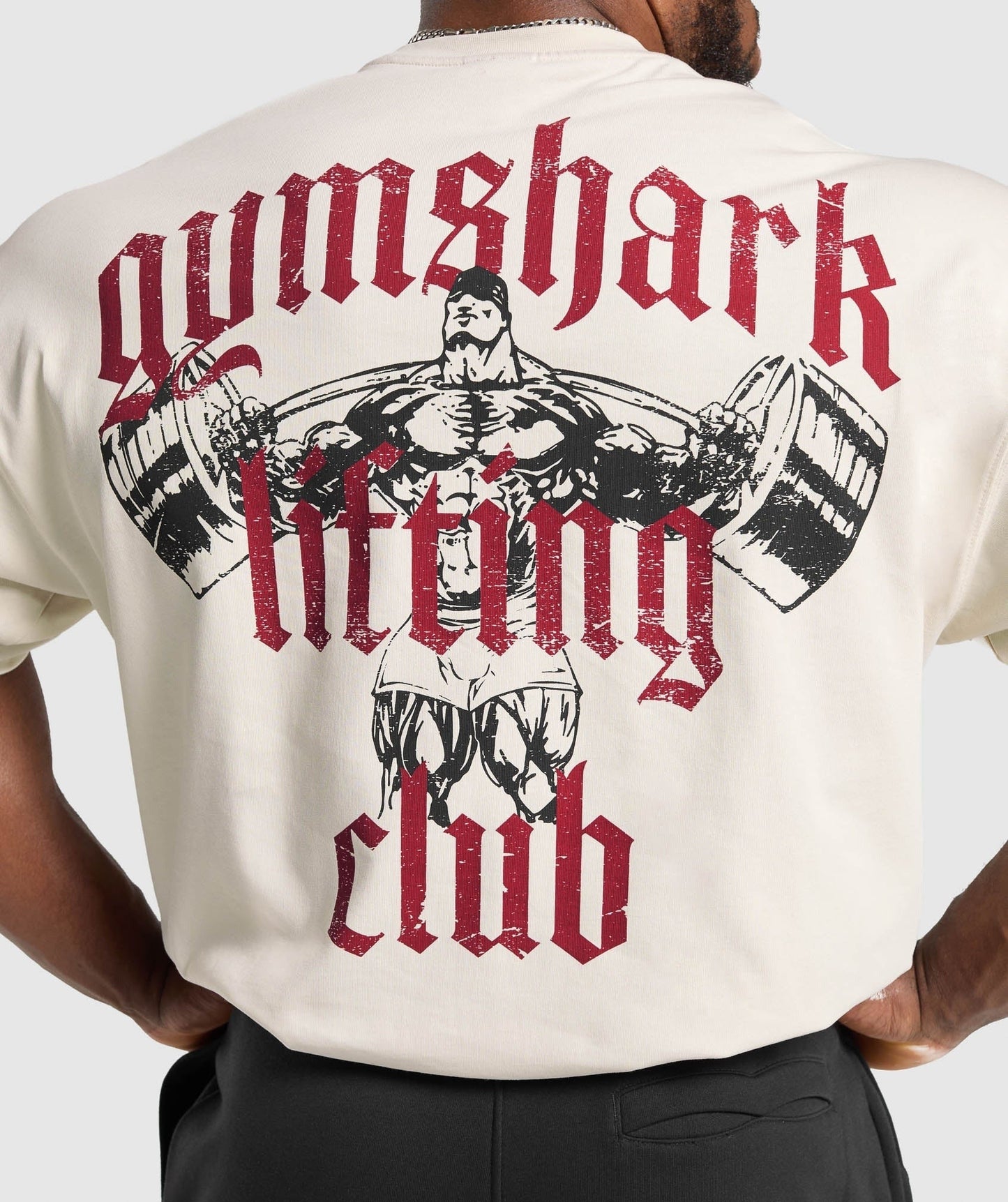 Gymshark Lifting Club T-Shirt - Oat White/Conditioning Red