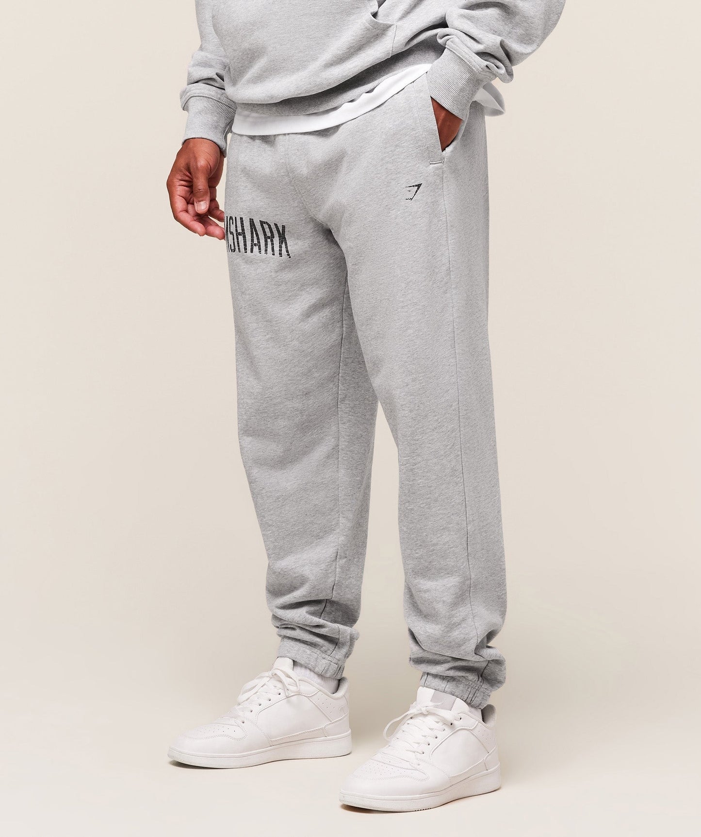 Gymshark Worn Graphic Joggers - Light Grey Core Marl