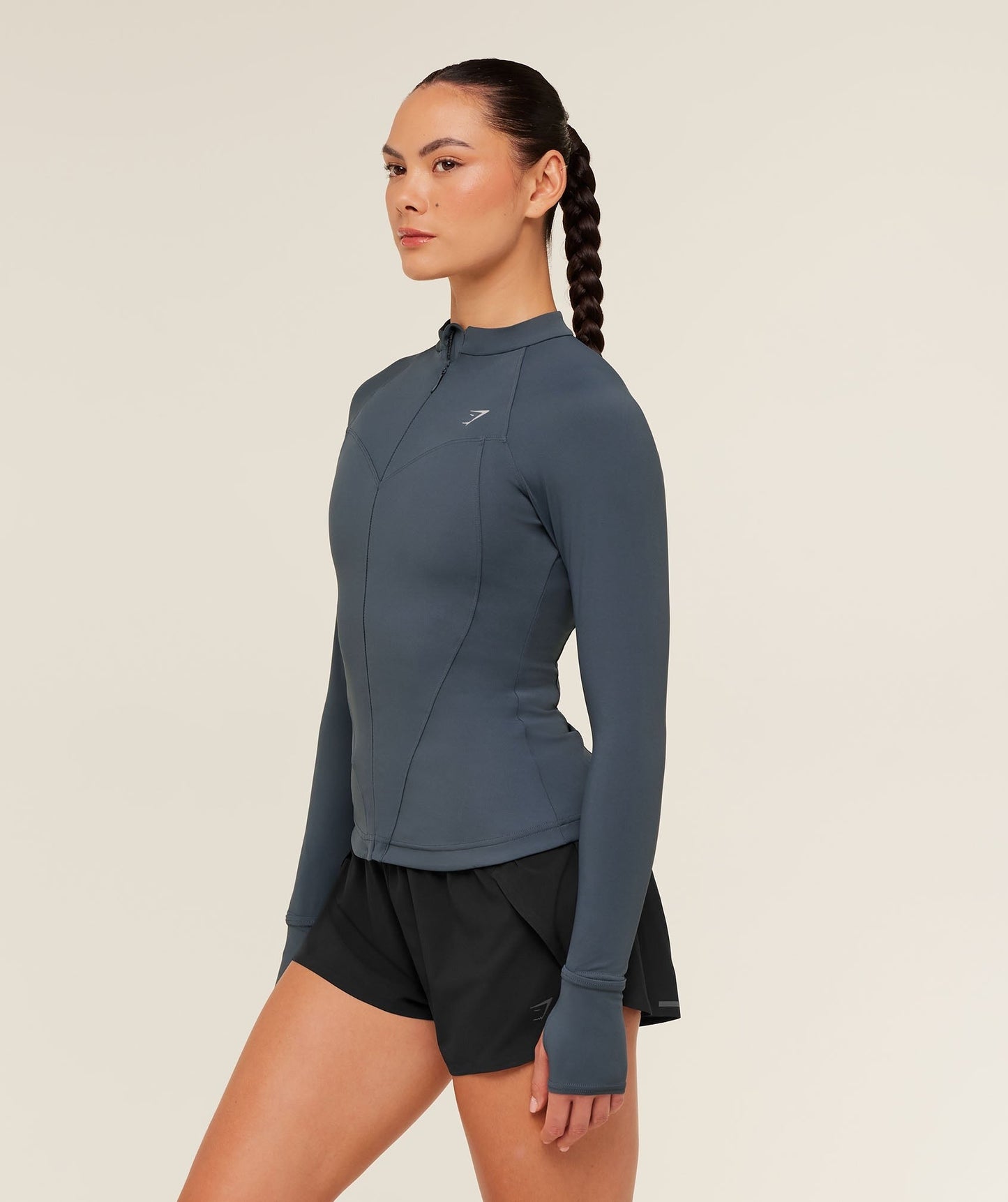 Gymshark Running Full Zip Jacket - Titanium Blue