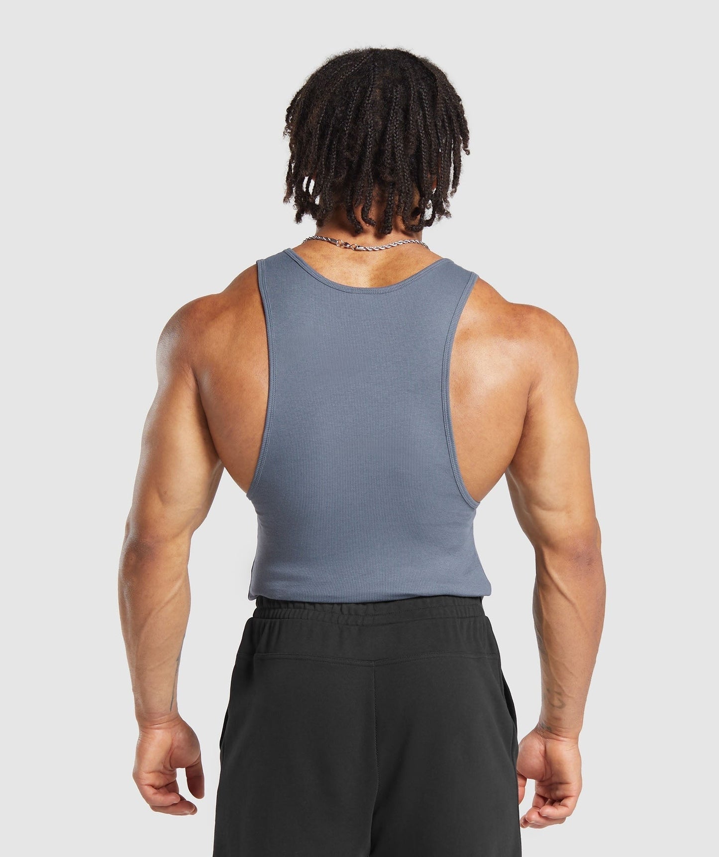 Gymshark Ribbed Tank 3PK - Black/White/Iron Blue