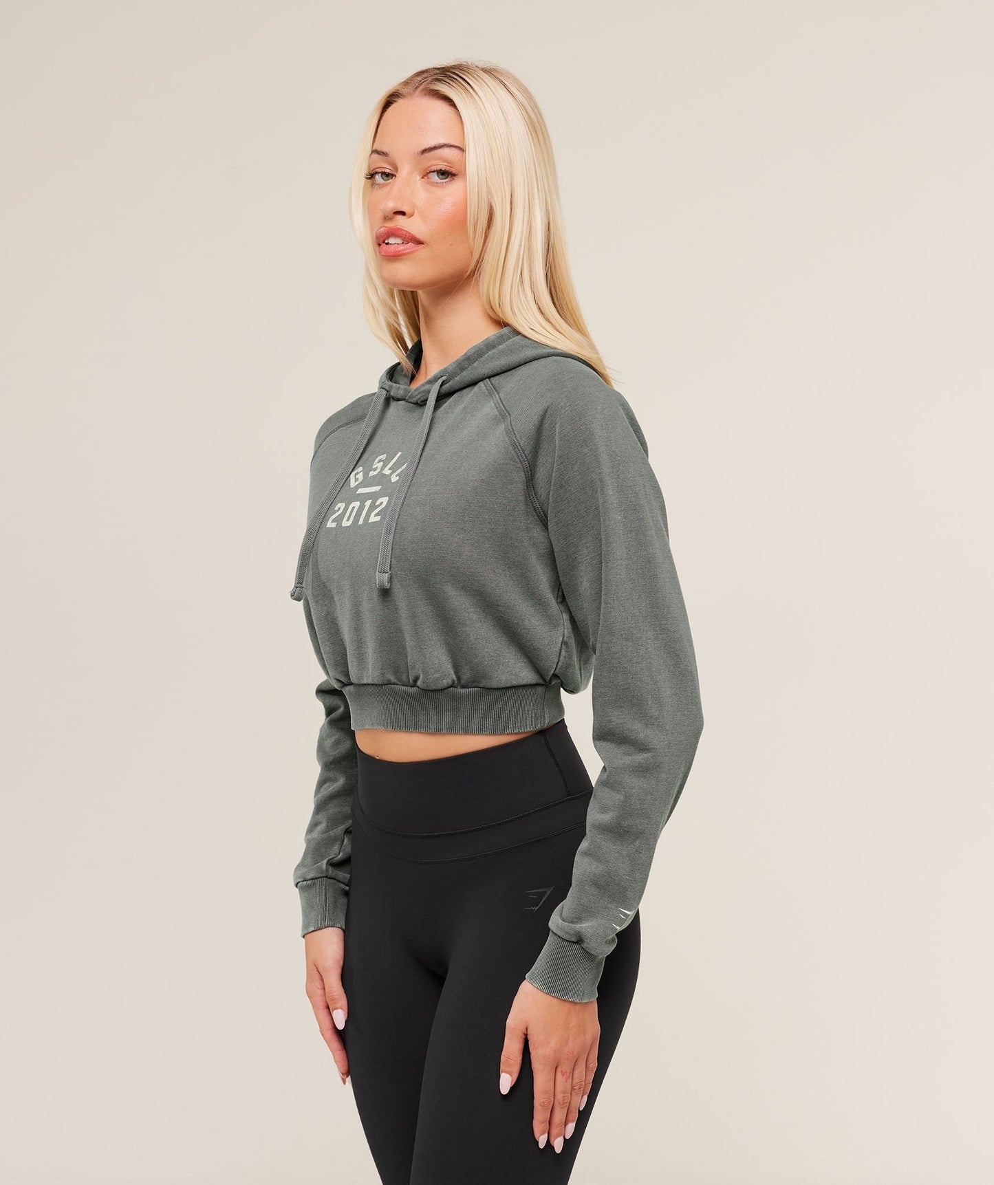 Gymshark Lifting Club 2012 Graphic Cropped Hoodie - Slate Teal/Wash