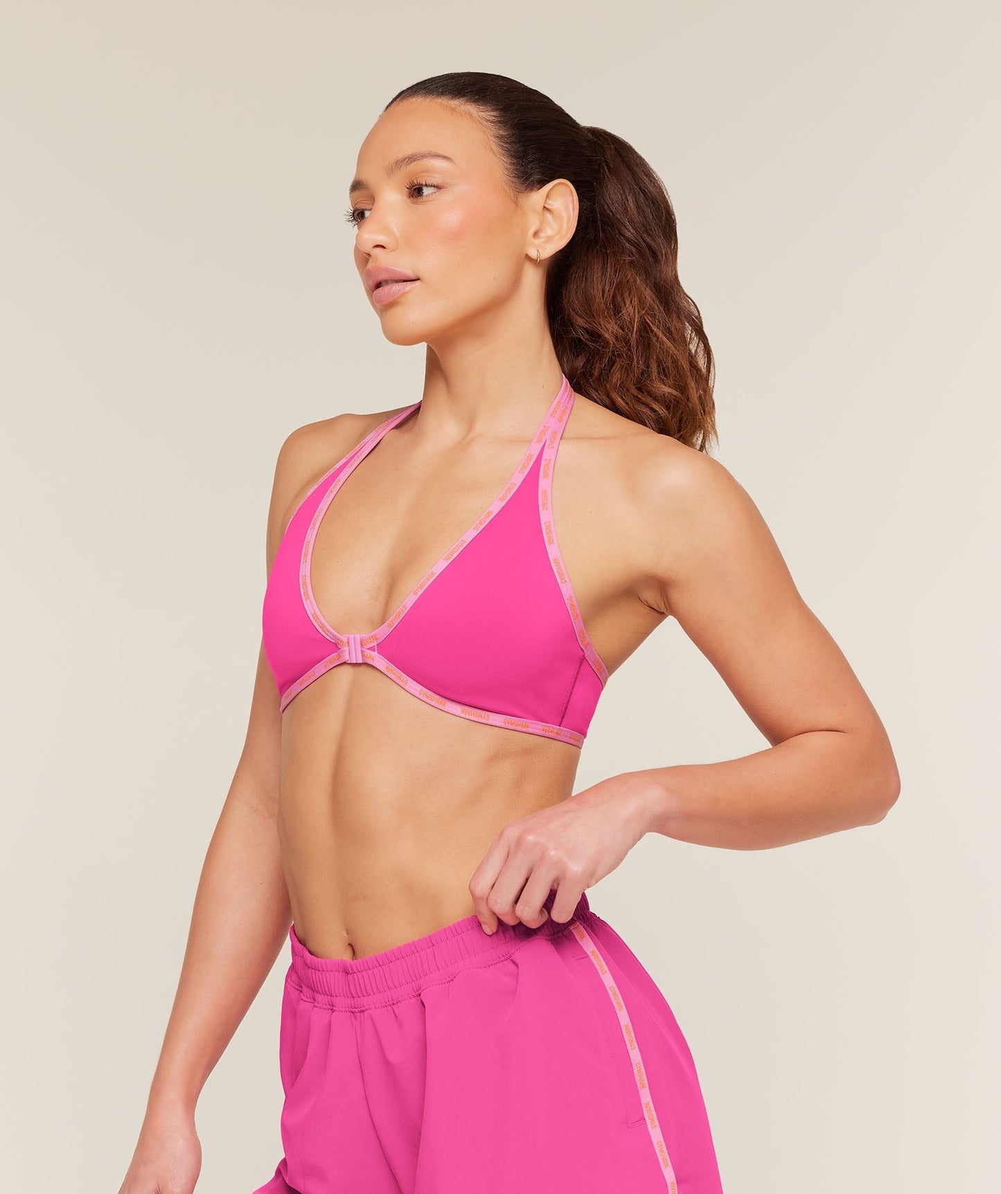Gymshark Micro Logo Clasp Minimal Bra - Super-Set Pink