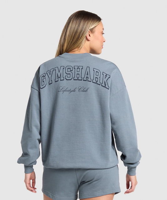 Gymshark Campus Classics Graphic Sweatshirt - Iron Blue