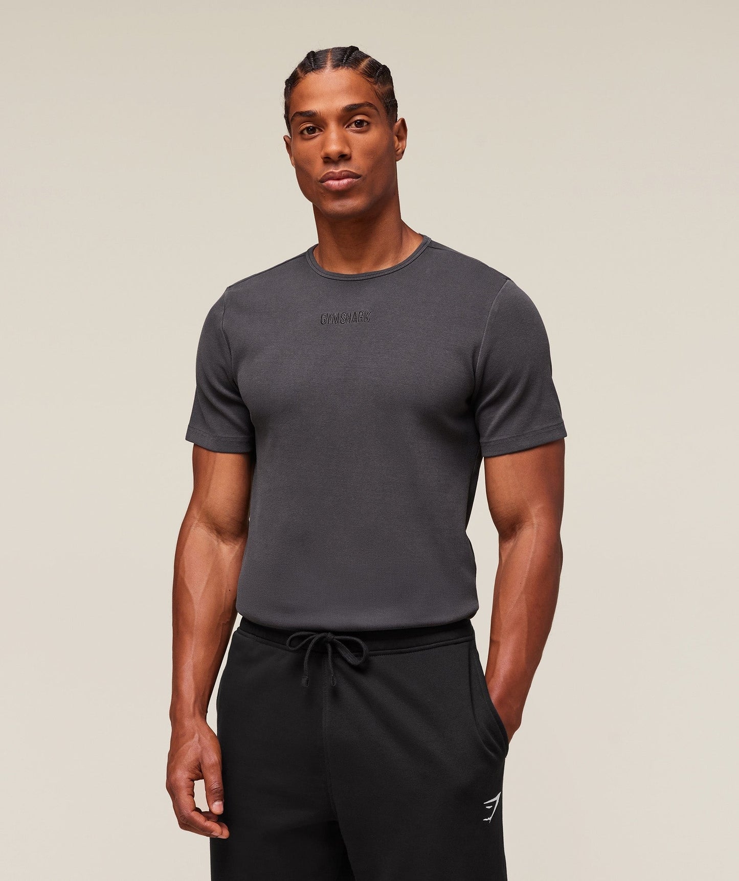 Gymshark Premium Washed Ribbed T-Shirt - Grey