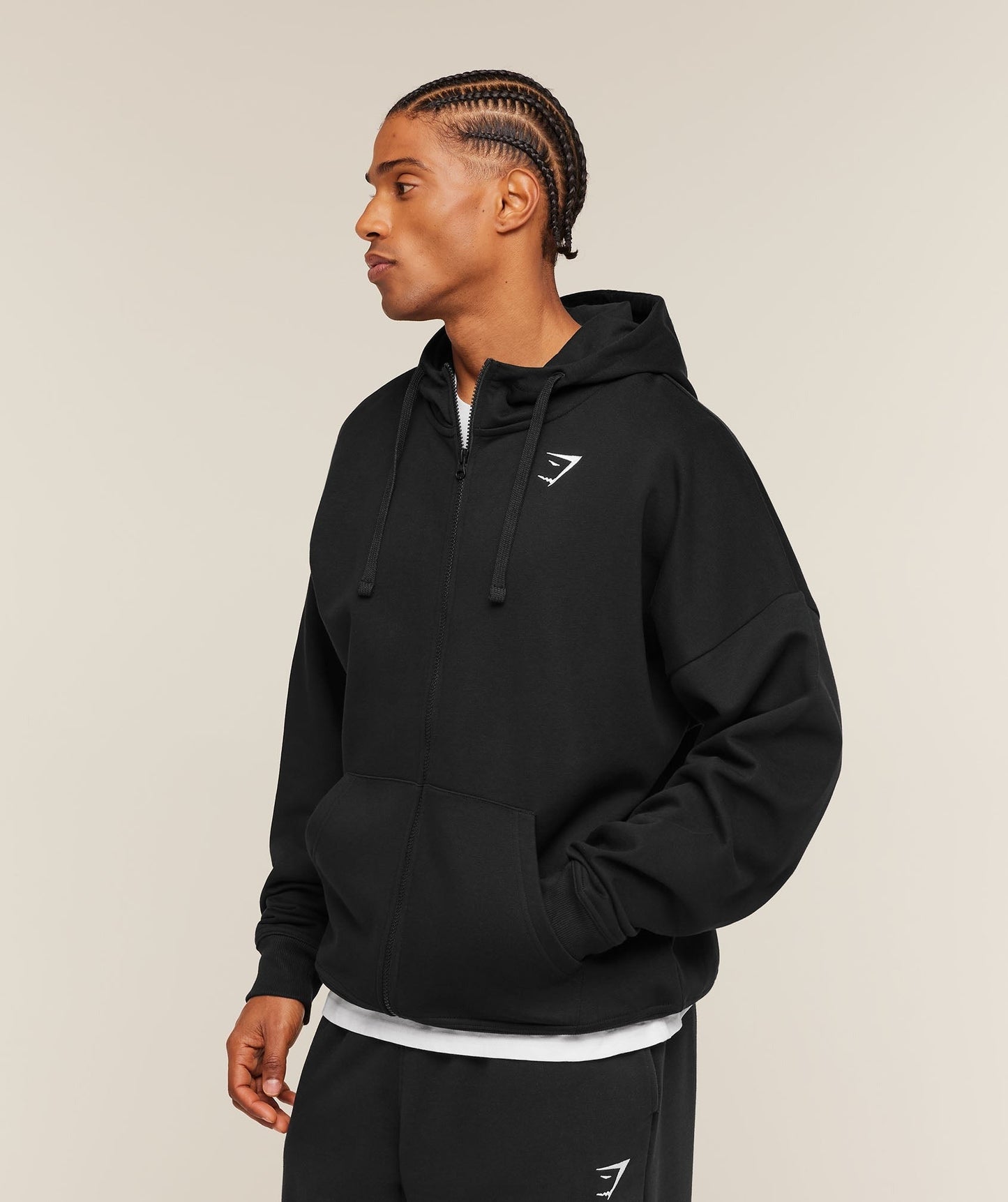 Gymshark Crest Oversized Zip Up Hoodie - Black
