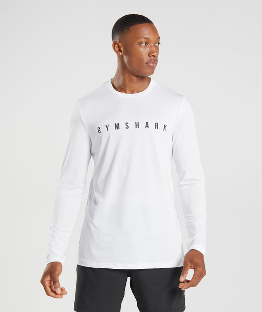 Gymshark Sport Stripe Long Sleeve T-Shirt - White