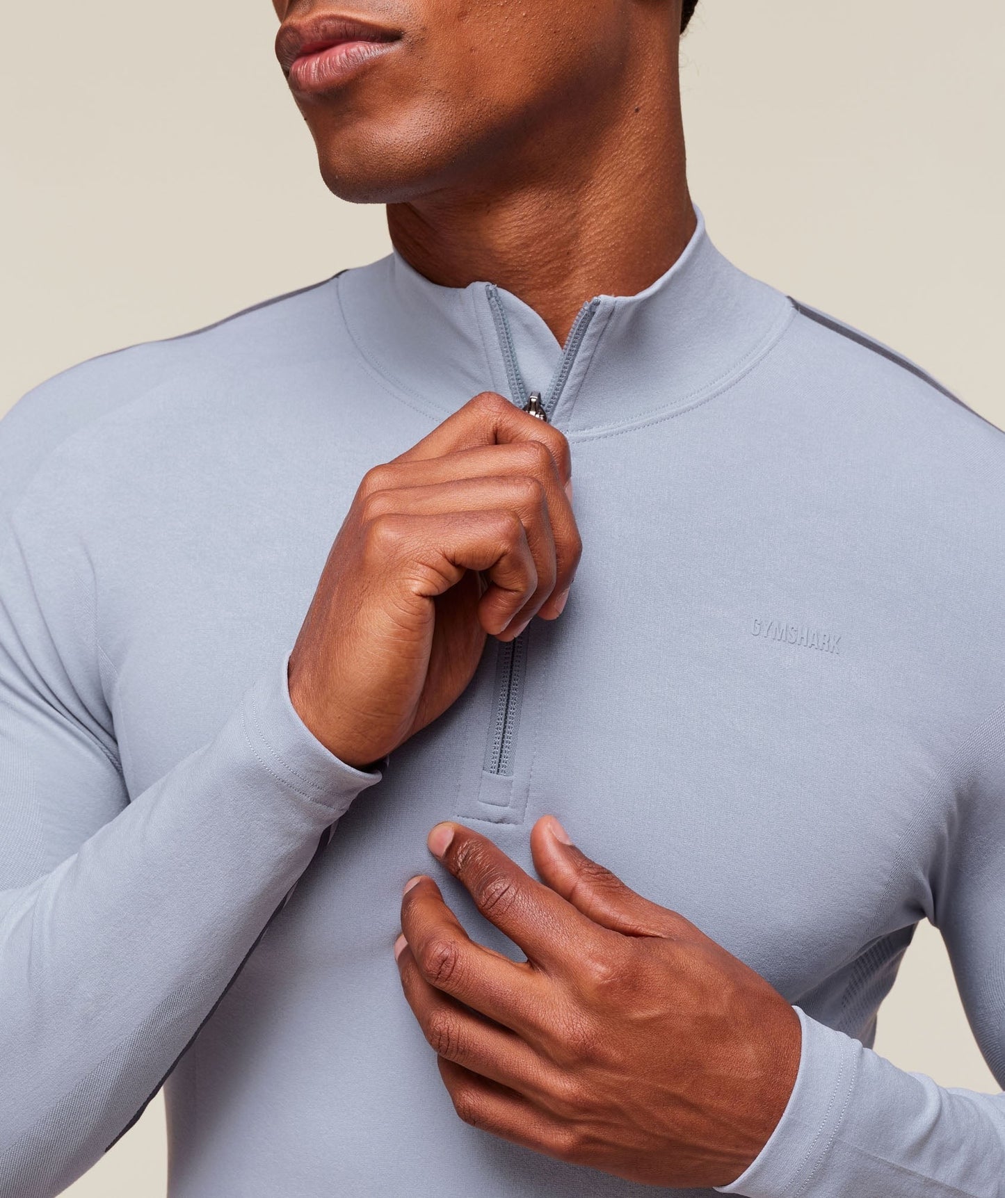 Gymshark everywear Warp Knit 1/4 Zip - Pale Blue