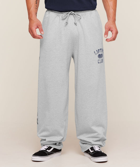 Gymshark Retro Collegiate Graphic Wide Leg Pants - Bros Soft Grey Marl