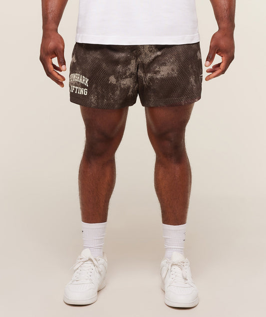 Gymshark Lifting Mesh 5" Shorts - Lifestyle Brown