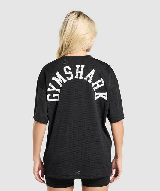 Gymshark Mesh Graphic Oversized T-Shirt - Black