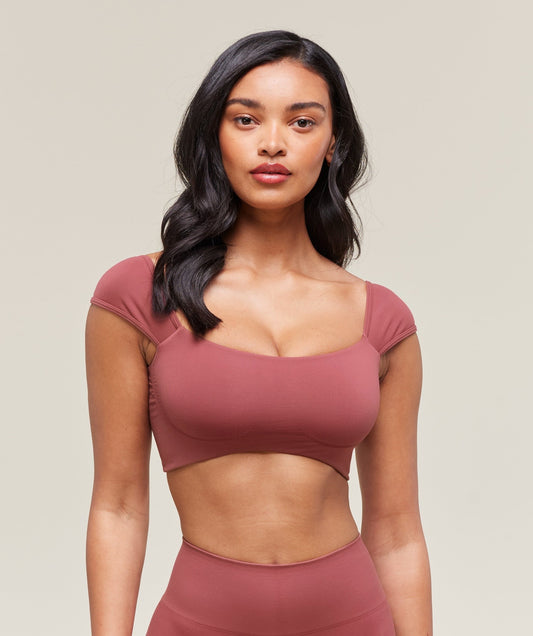 Gymshark Soft Sculpt Cap Sleeve Bralette - Washed Berry Pink