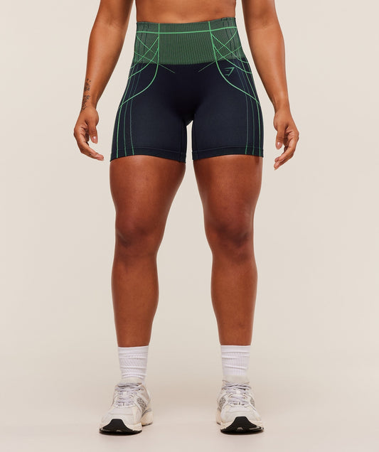 Gymshark Apex Seamless Shorts - Heavy Blue/Active Green