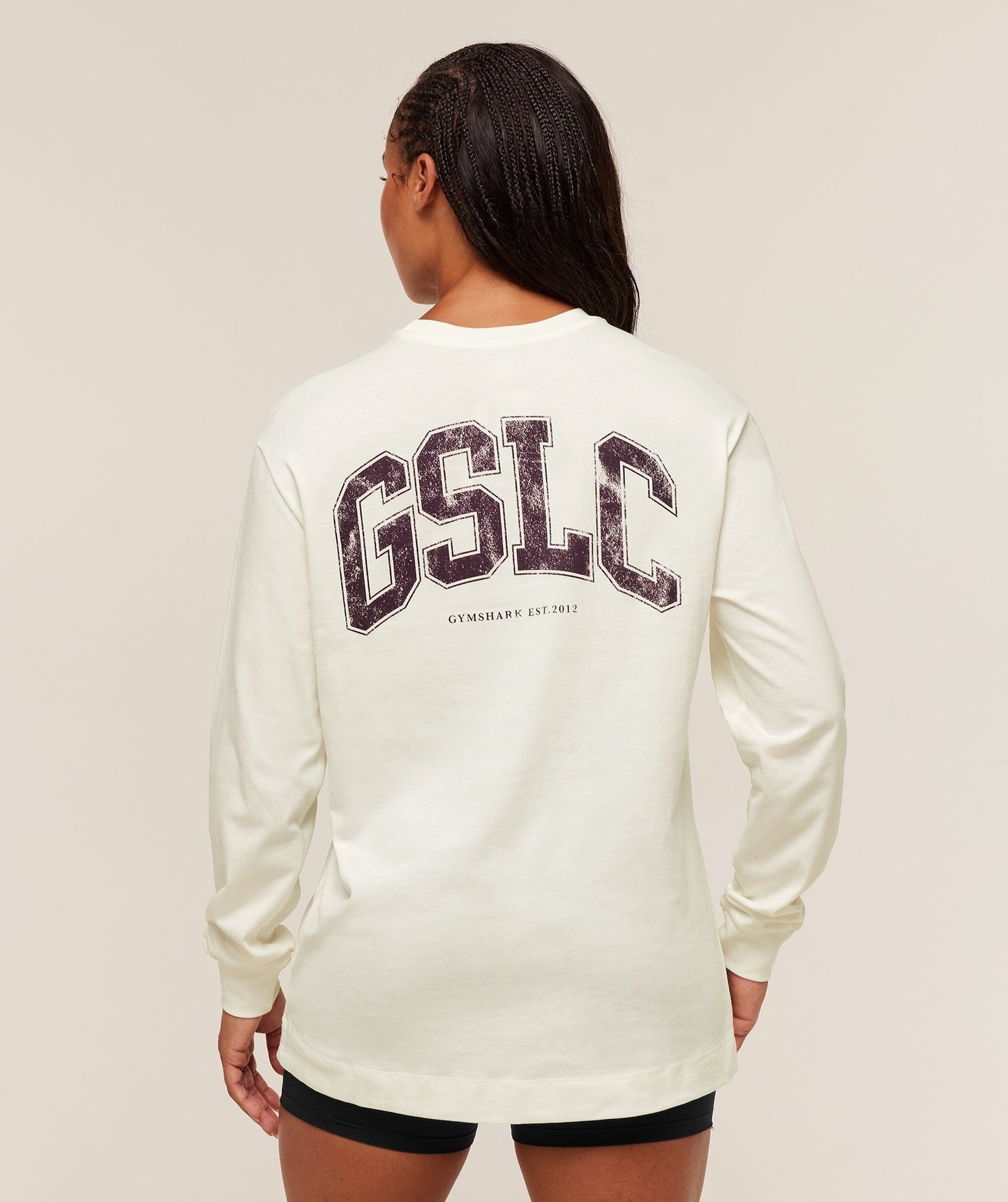 Gymshark GSLC Graphic Oversized Long Sleeve Top - Soft White