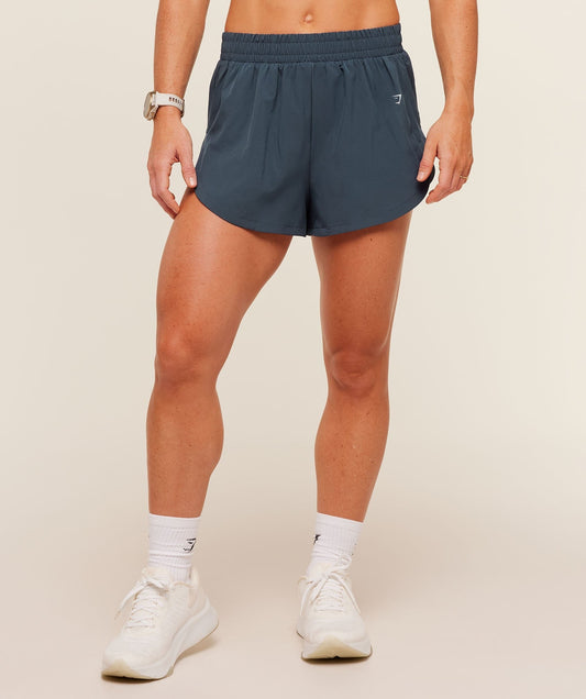 Gymshark Interval High Leg Shorts - Stealth Blue