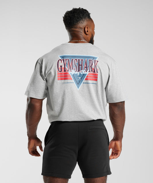 Gymshark Retrowave Oversized T-Shirt - Light Grey Core Marl