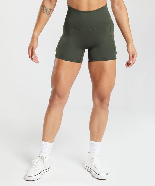 Gymshark Legacy Tight Shorts - Deep Olive Green