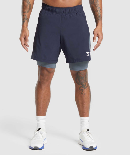 Gymshark Sport 7" 2 in 1 Shorts - Heavy Blue/Iron Blue