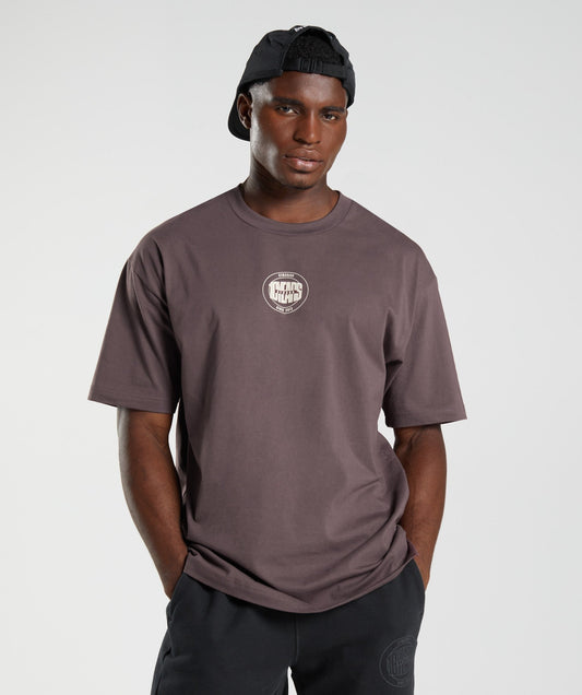 Gymshark GS10 Year Oversized T-Shirt - Chocolate Brown