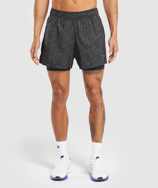 Gymshark Sport 5" 2 in 1 Shorts - Asphalt Grey/Black