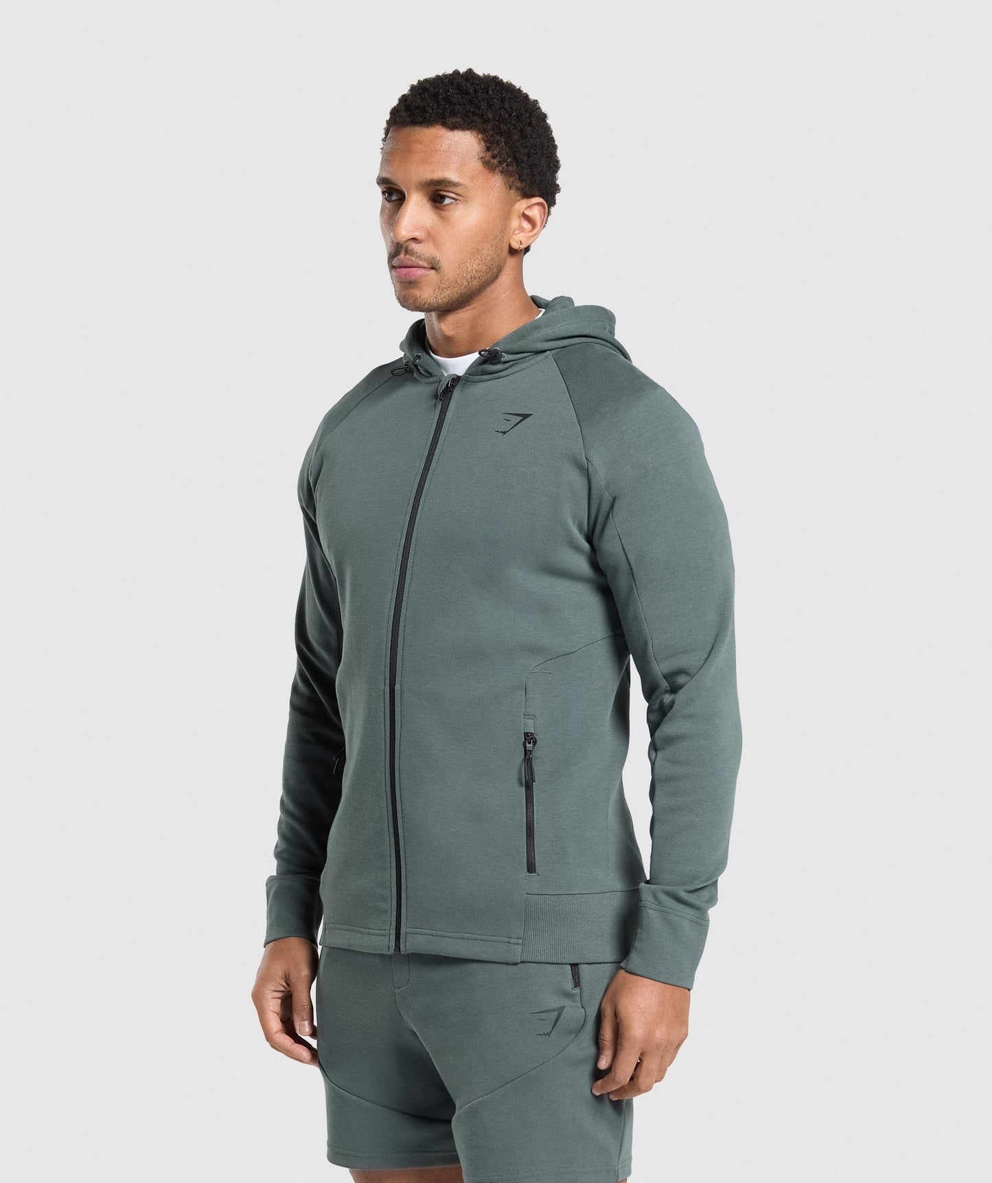 Gymshark Interlock Tech Zip Up Hoodie - Slate Teal