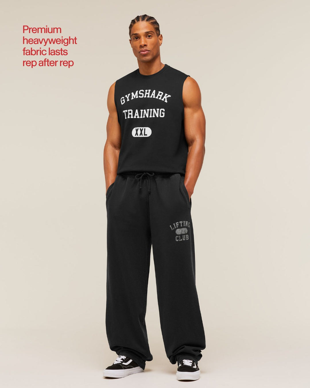 Gymshark Retro Collegiate Graphic Wide Leg Pants - Black