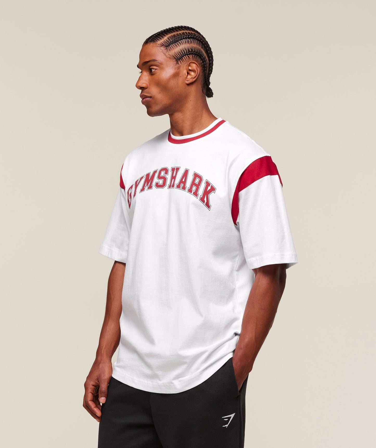 Gymshark GSLC Oversized T-Shirt - White/Conditioning Red