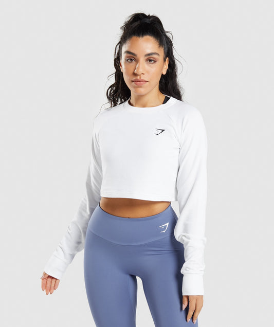 Gymshark Training Cropped Sweater - White