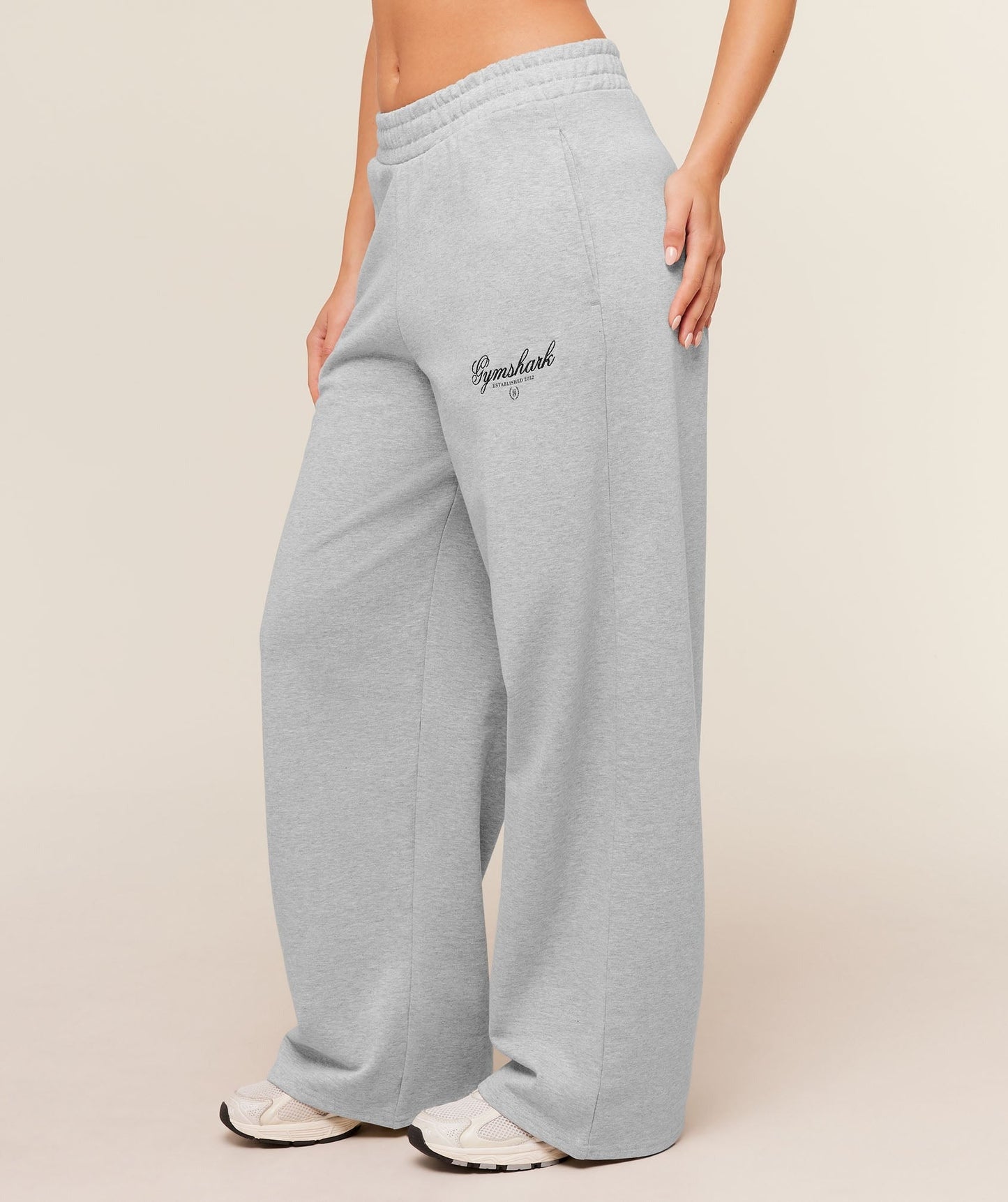 Gymshark Script Embroidery Joggers - Light Grey Core Marl