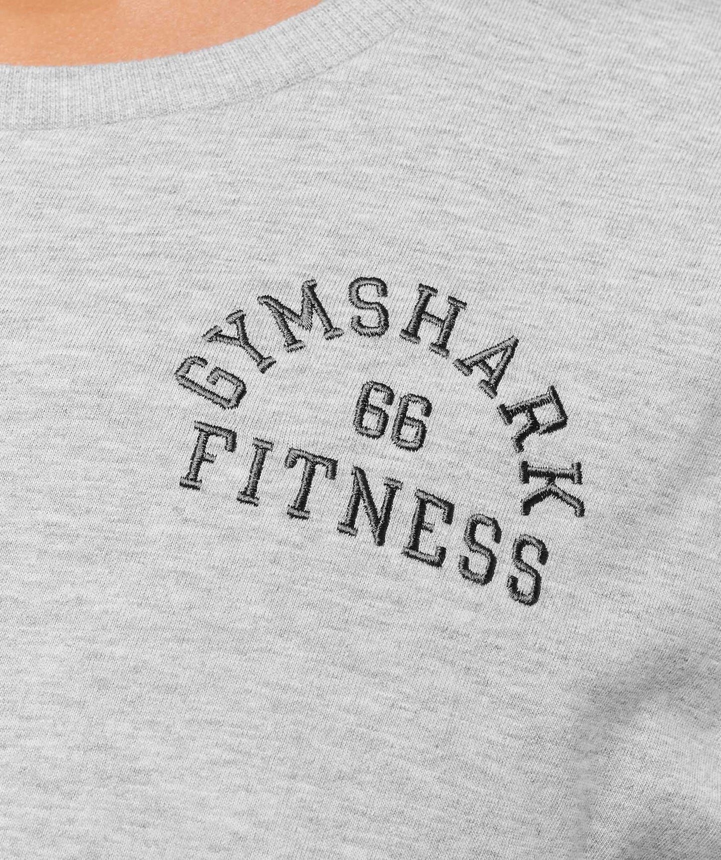 Gymshark Fitness Embroidered Graphic Oversized Crop Top - Light Grey Core Marl