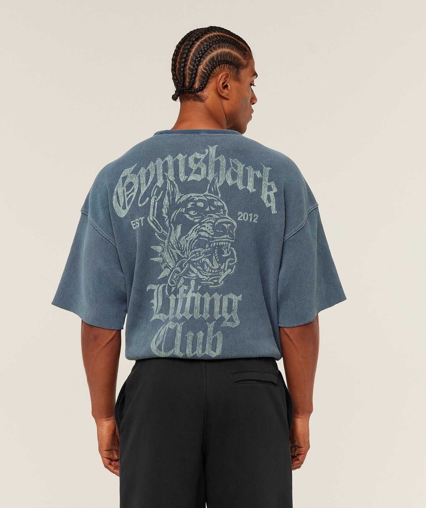 Gymshark Heavyweight Textured Graphic T-Shirt - Heavy Blue