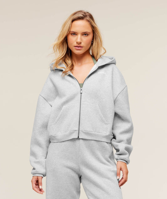 Gymshark Cosy Luxe Zip Through Hoodie - Soft Grey Marl