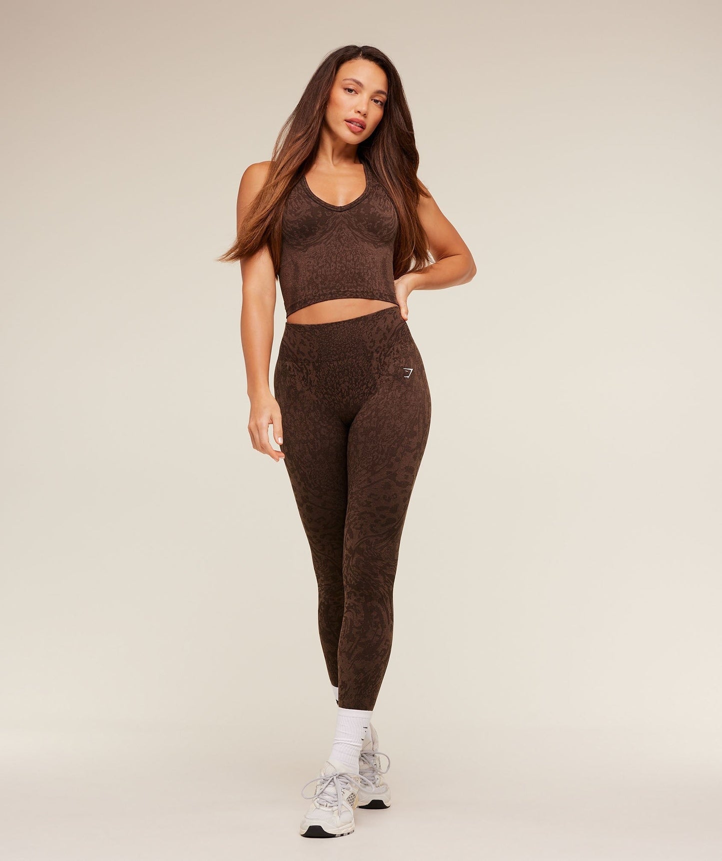 Gymshark Adapt Animal X Whitney Tank Top with Shelf - Archive Brown / Soft Brown