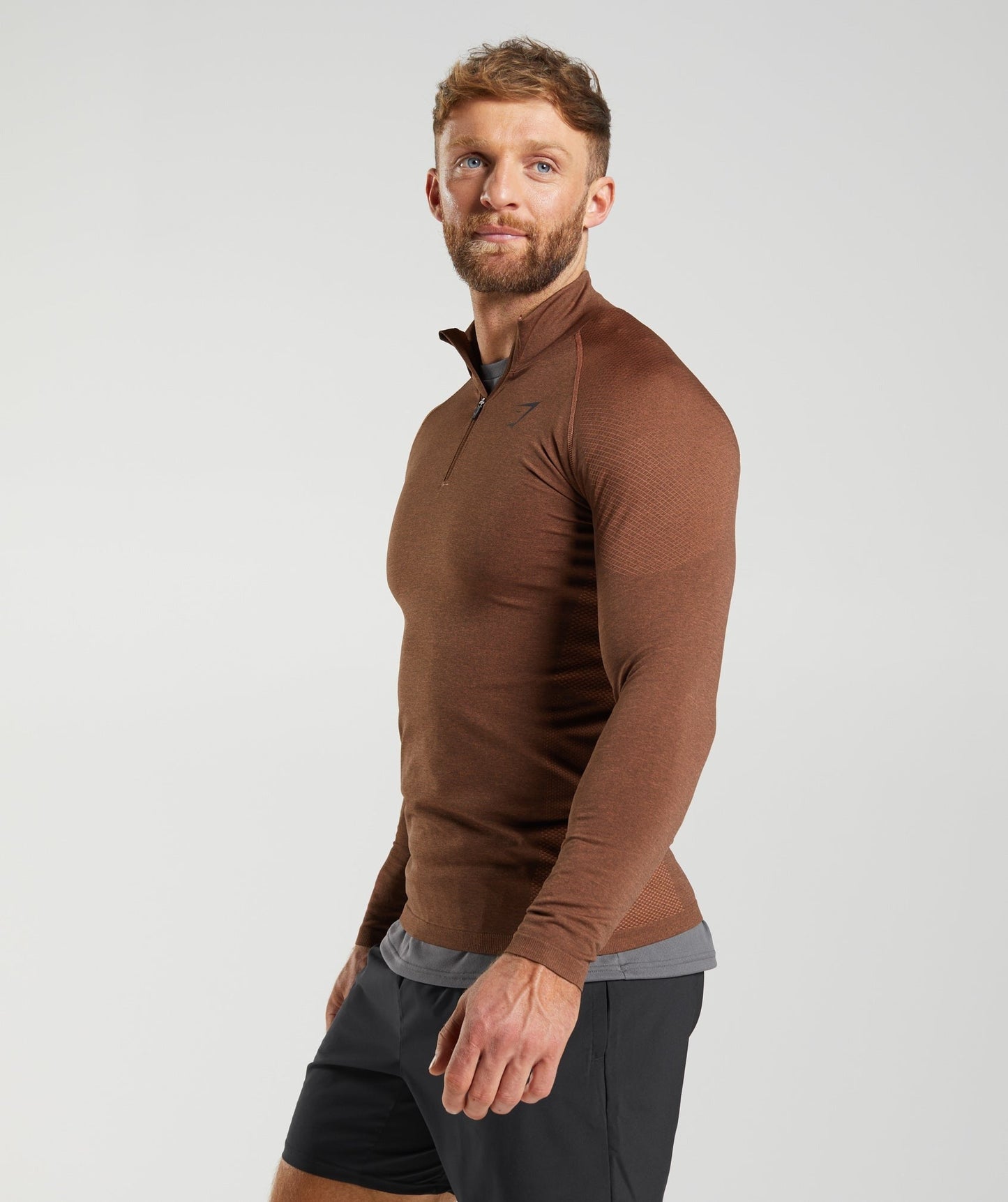 Gymshark Vital 1/4 Zip - Persimmon Red/Truffle Brown