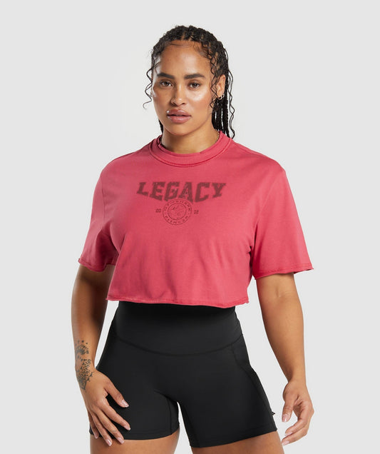 Gymshark Legacy Graphic Crop Top - Vintage Pink