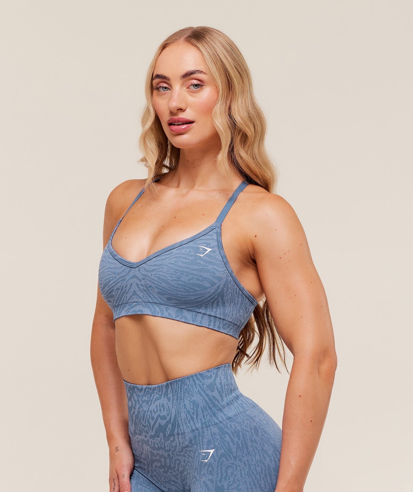 Gymshark Adapt Animal Seamless Sports Bra - Worn Blue/Peri Blue