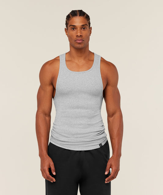 Gymshark Ribbed Tank 1PK - Light Grey Core Marl