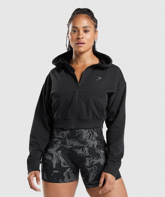 Gymshark GS Power Cropped Zip Hoodie - Black