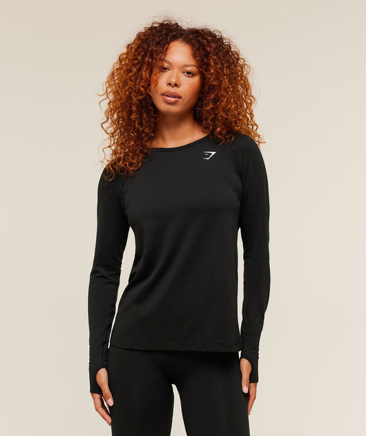 Gymshark Vital Seamless Light Long Sleeve Top - Black