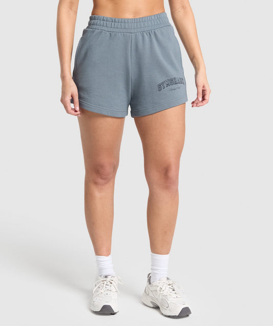 Gymshark Campus Classics Graphic Sweat Shortss - Iron Blue