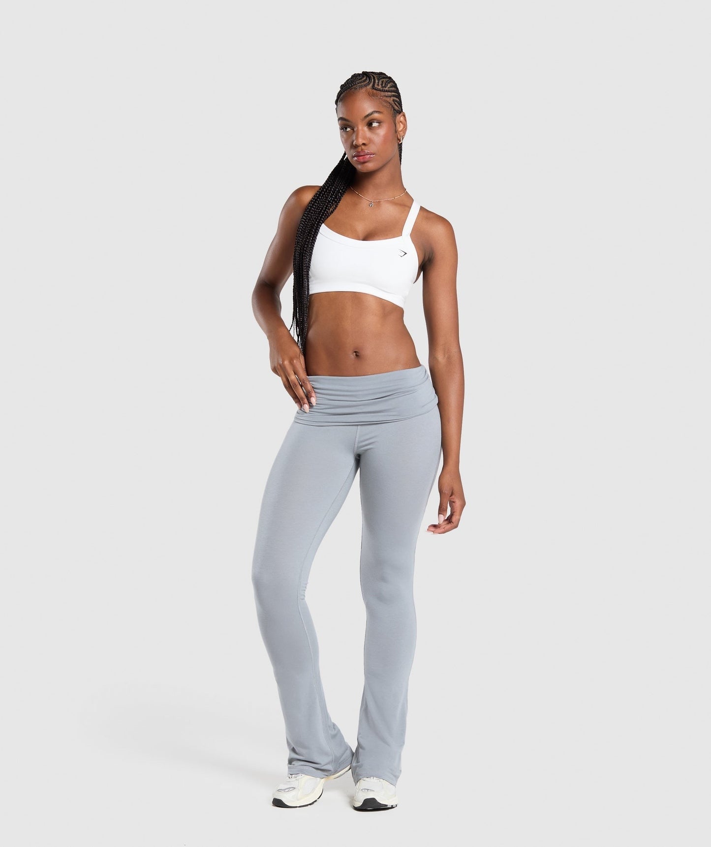 Gymshark Foldover Flared Leggings - Denim Grey