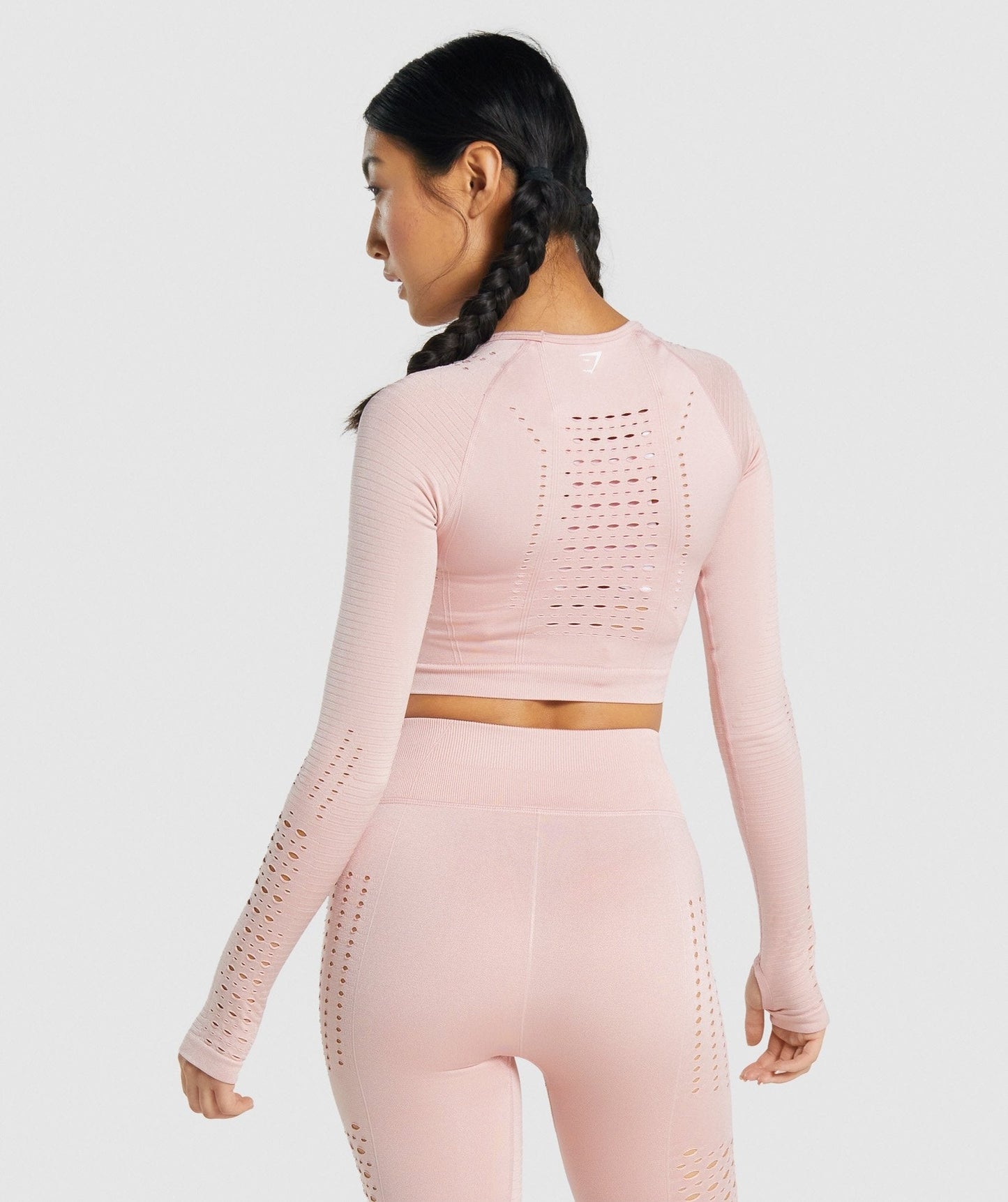 Gymshark Glow Long Sleeve Seamless Crop Top - Light Pink
