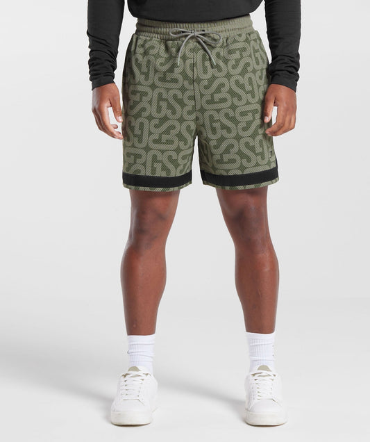 Gymshark Monogram Mesh Shorts - Dusty Olive