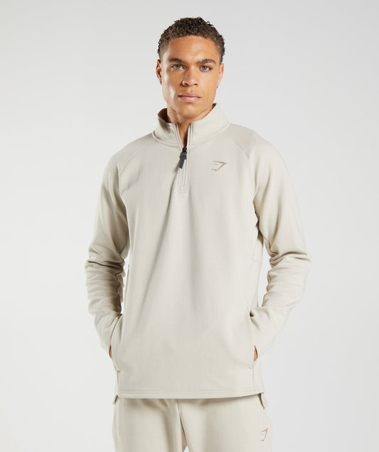 Gymshark Rest Day 1/4 Zip - Pebble Grey