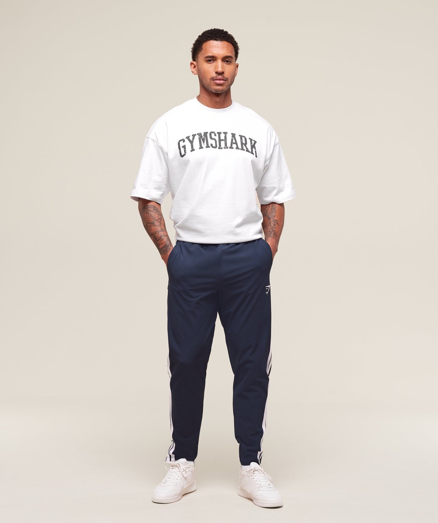 Gymshark Retro Side Stripe Joggers - Heavy Blue